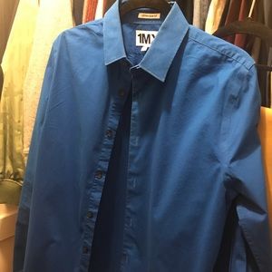 Express 1MX Extra Slim Fit Royal Blue Shirt Size M
